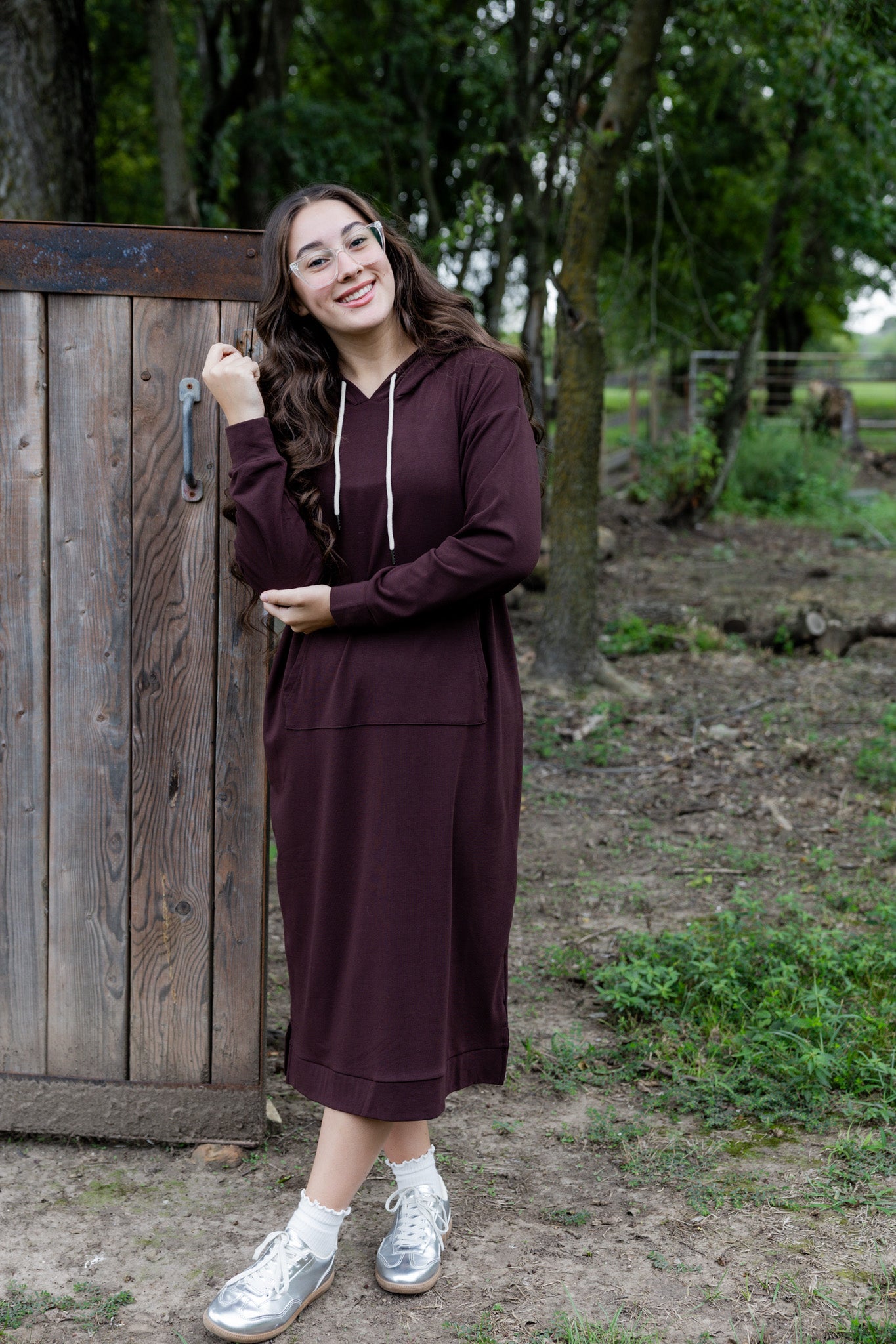 Modest hoodie dress by Nuggles®, soft and comfortable sweatshirt-style dress