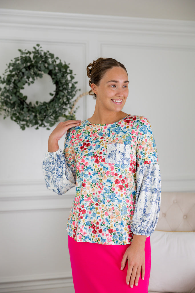 modest top prints pocket