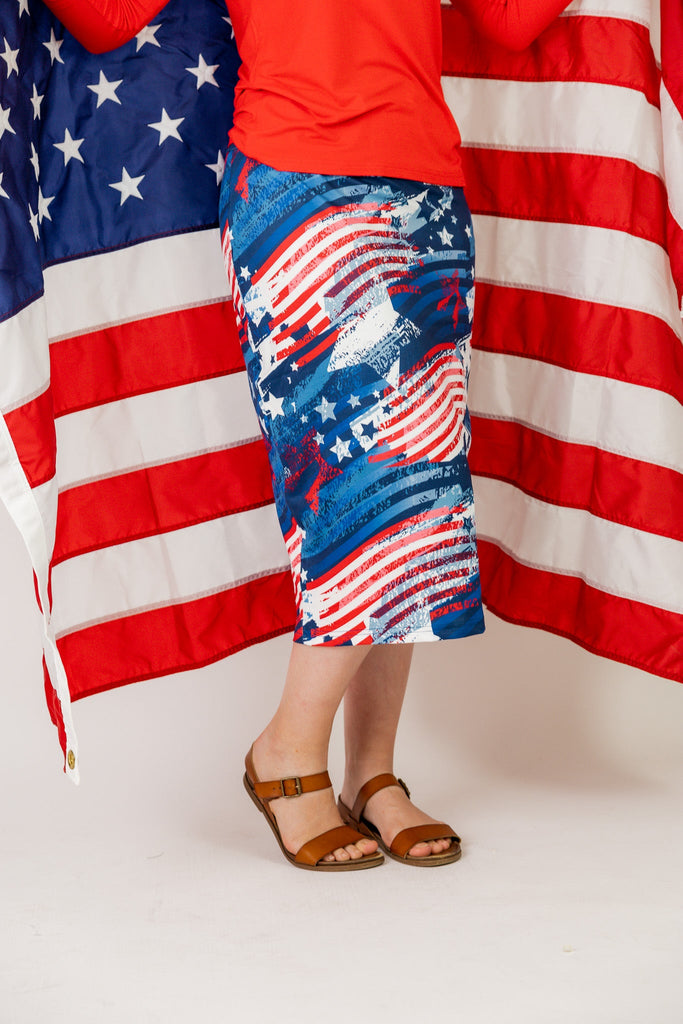 27 t-skirt tee skirt midi length patriotic