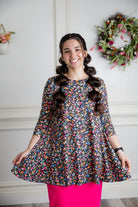 3/4 sleeve tunic top modest prints