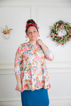 3/4 sleeve tunic top modest prints