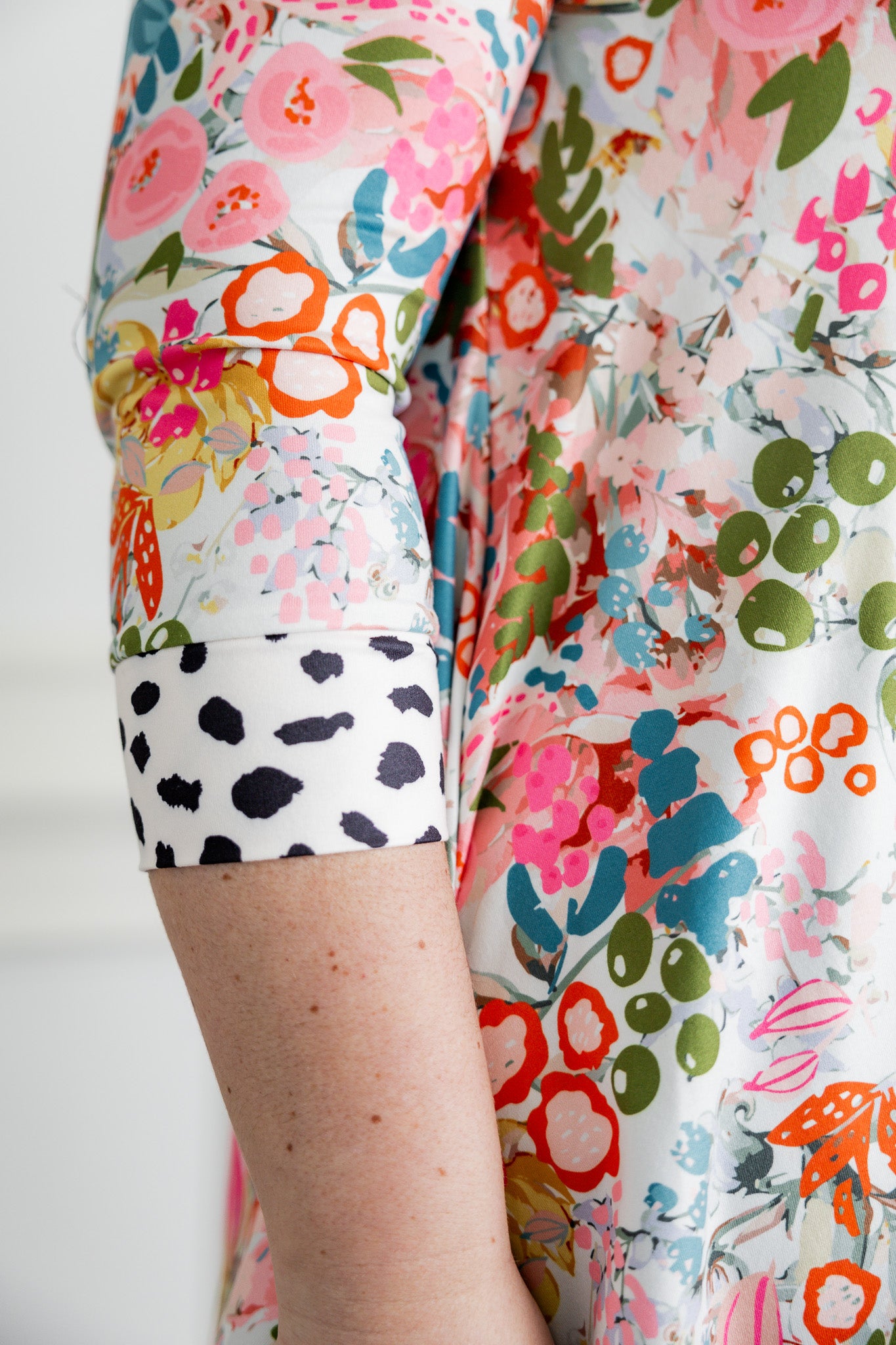 3/4 sleeve tunic top modest prints