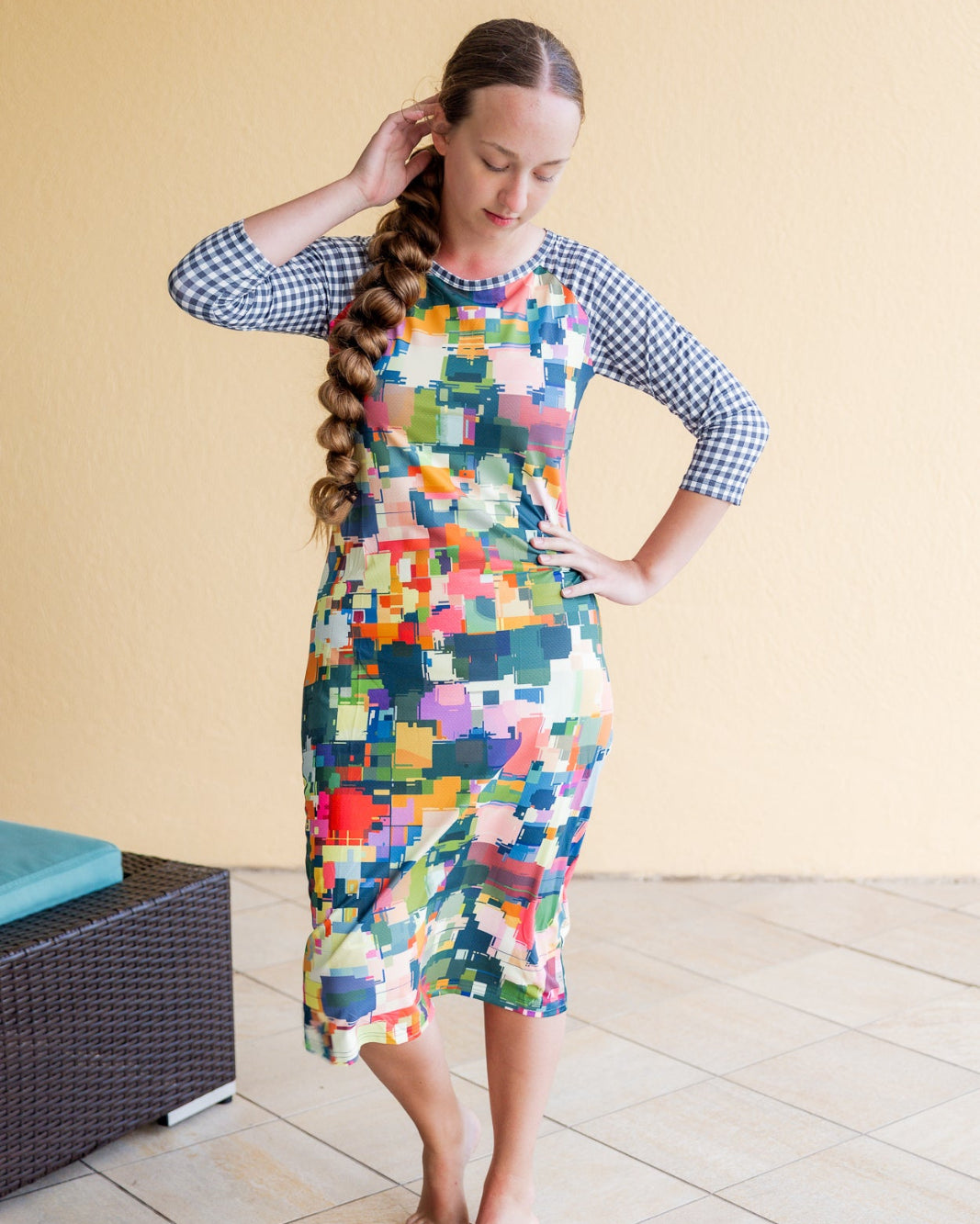 swim dress midi Ruffled Aqua Swim Cover-Up Midi Dress M