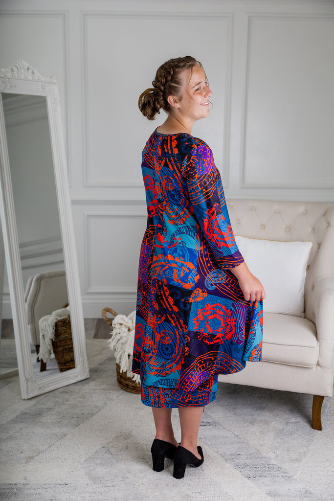 Everly Collection 3/4 sleeve tunic style top prints