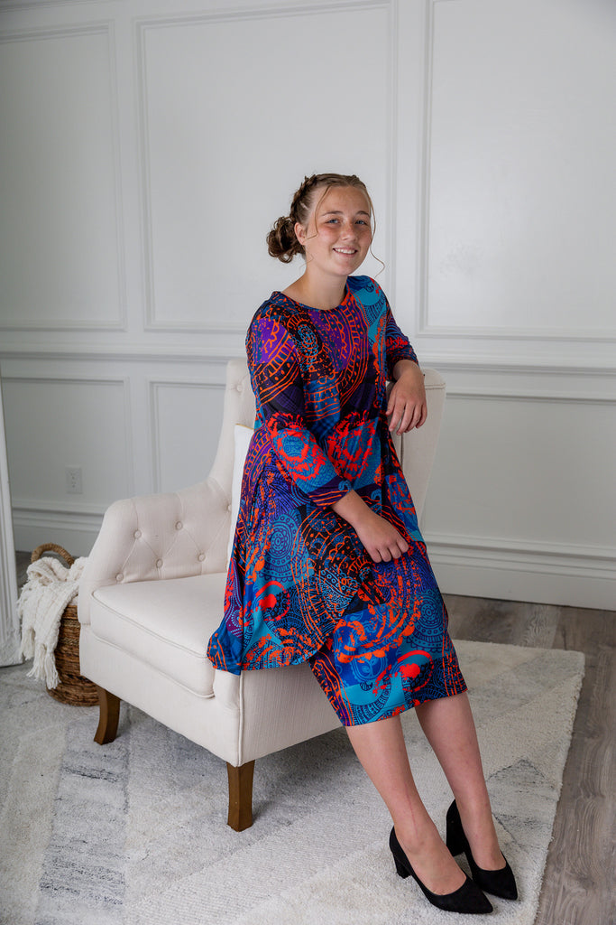 Everly Collection 3/4 sleeve tunic style top prints
