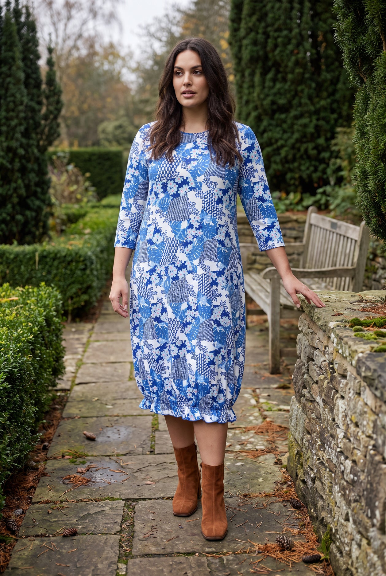 Model wearing Nuggles®  Bristol Dress in Indigo