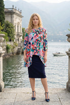 Jelly Pop Eleanor Top by Nuggles, modest 3/4-sleeve top in playful pink print with soft textured fabric