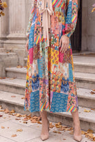 Model wearing Nuggles®  Addison Dress in Keepsake Quilt