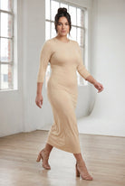 Model wearing Nuggles® Tea Layering Dress in Khaki