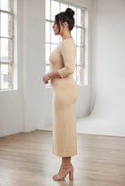 Model wearing Nuggles® Tea Layering Dress in Khaki