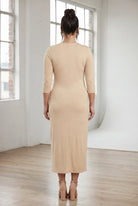 Model wearing Nuggles® Tea Layering Dress in Khaki