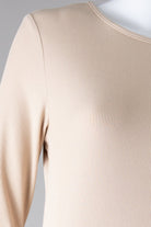 Model wearing Nuggles® Ribbed Layering Dress in Khaki