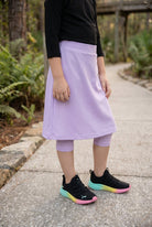 Girls' Modest All-Sport Skirt in Lavender, full length (view 4)