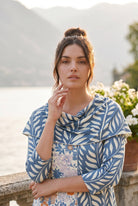 The Nuggles® Bailey Dress in Leaf & Bloom midi length, two tone with cowl neckline