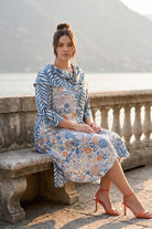 The Nuggles® Bailey Dress in Leaf & Bloom midi length, two tone with cowl neckline