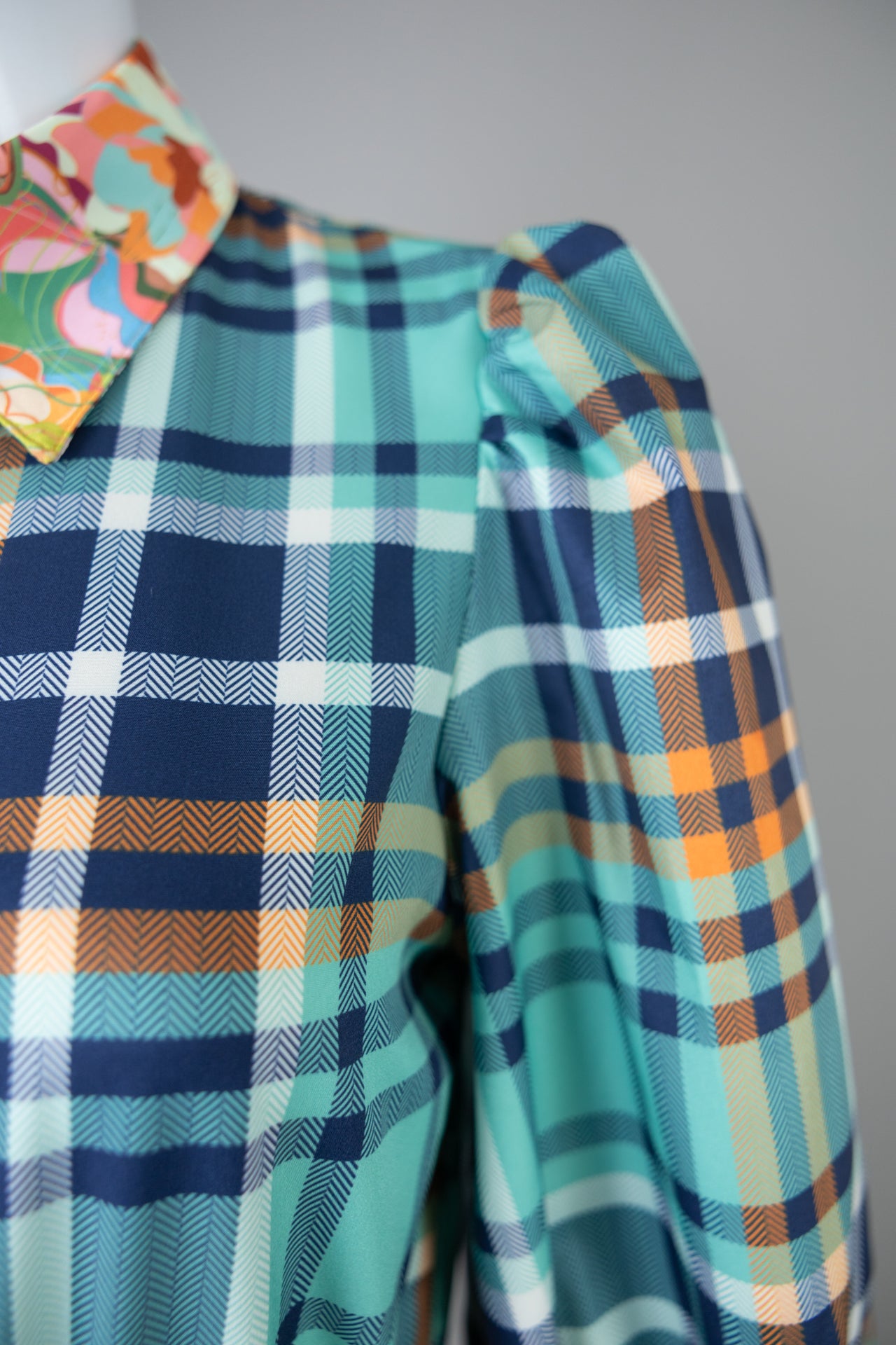 Model wearing Nuggles®  Leila Dress in Highland Plaid