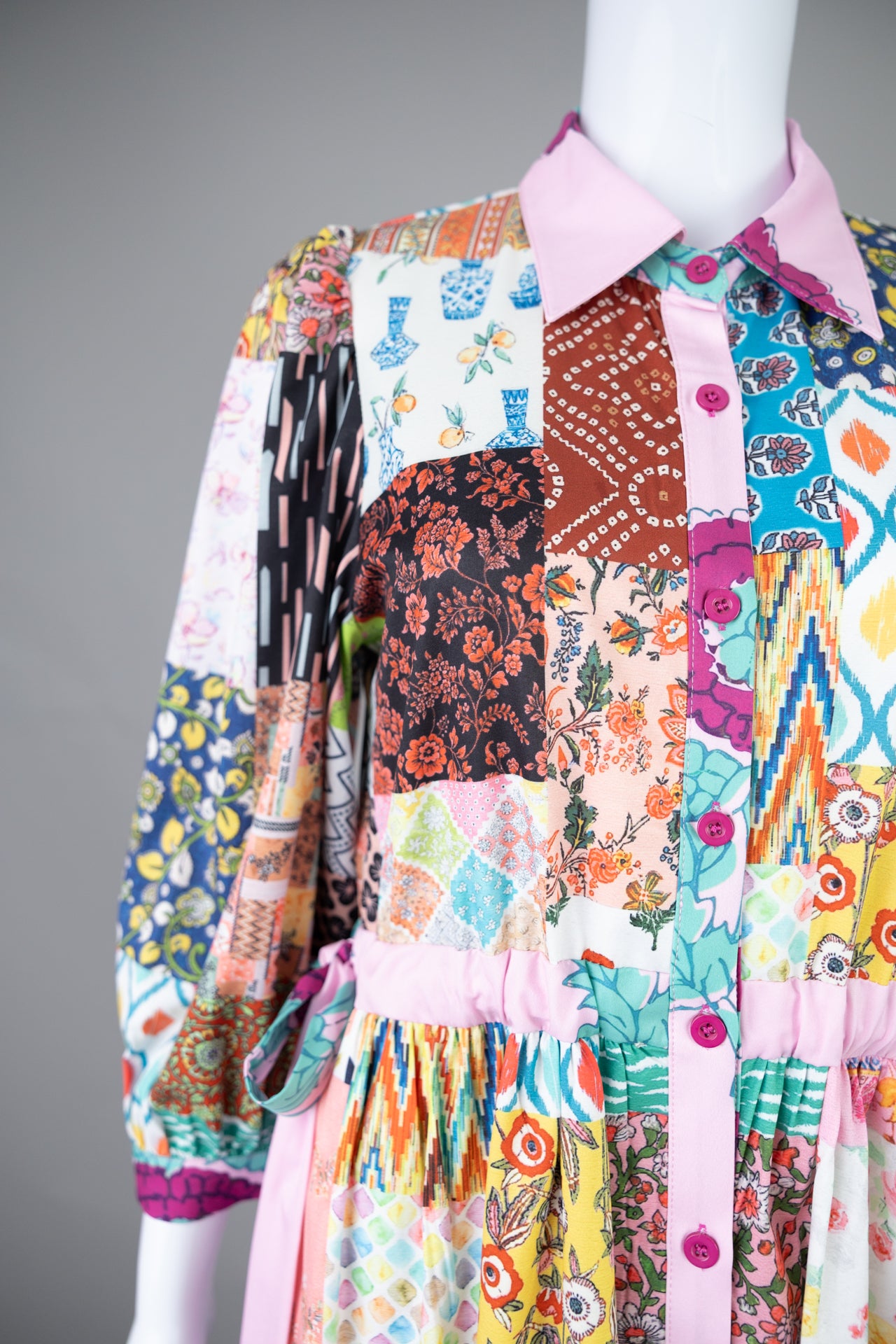 Model wearing Nuggles®  Leila Dress in Memory Quilt