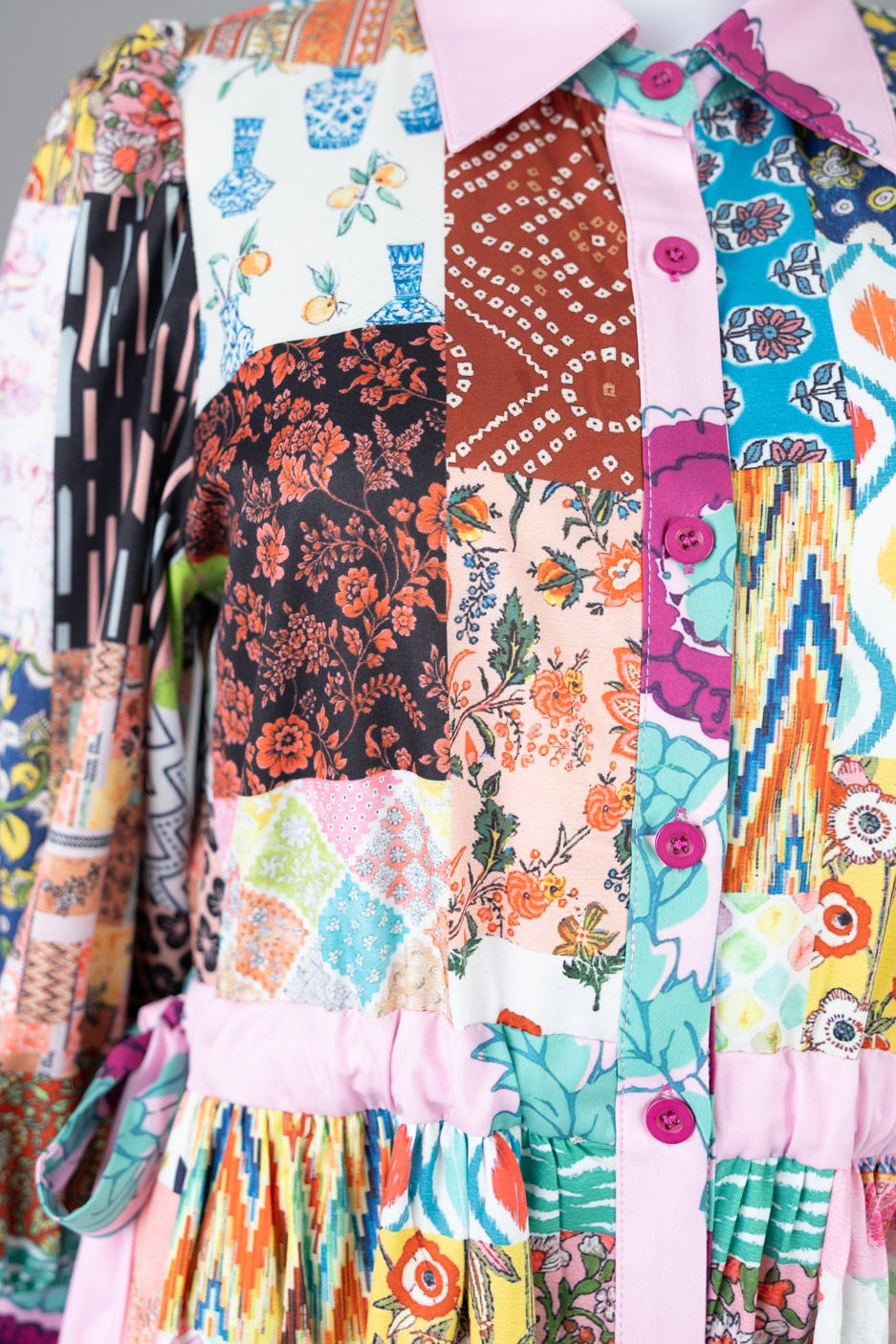 Model wearing Nuggles®  Leila Dress in Memory Quilt