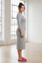 Model wearing Nuggles® Midi Layering Dress in Light Heather