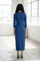 Model wearing Nuggles® Tea Layering Dress in Light Navy