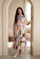 Model wearing Nuggles®  Leila Dress in Memory Quilt