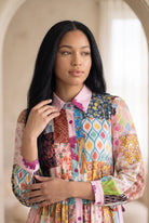 Model wearing Nuggles®  Leila Dress in Memory Quilt