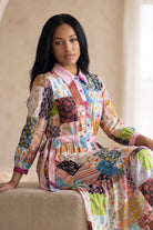 Model wearing Nuggles®  Leila Dress in Memory Quilt