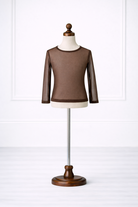 Brown long-sleeve shirt on a mannequin against a white background