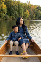 Model wearing the Nuggles® Rae Top in Pinstripe Ditsy 