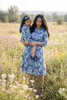 Model wearing the Nuggles® Rachel Dress in Storm Brush