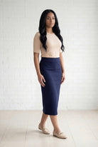 31" Relaxed Midi Skirt in Navy nuggles-clothing
