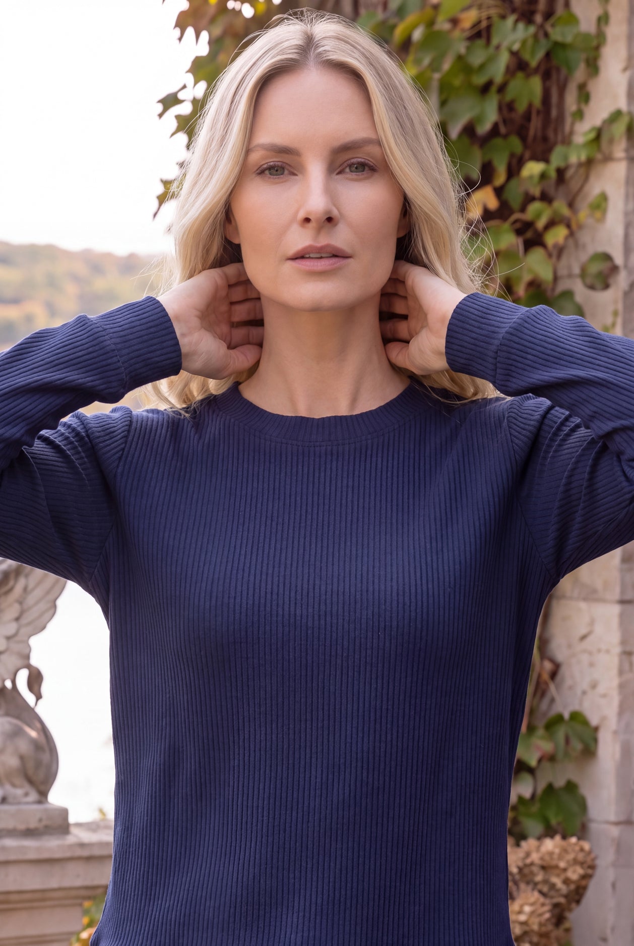 Model wearing Nuggles®  Misty Lounge Set in Navy