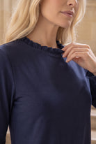 Model wearing Nuggles®  Bethany Shirt & Skirt in Navy