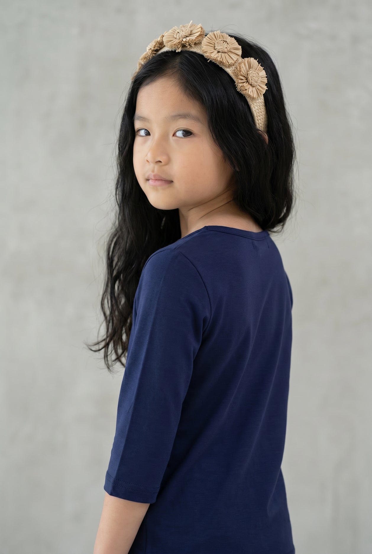 Girls' Essential 3/4 Tee in Navy nuggles-clothing