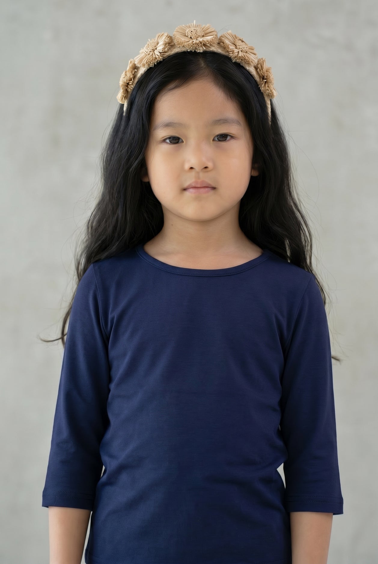 Girls' Essential 3/4 Tee in Navy nuggles-clothing