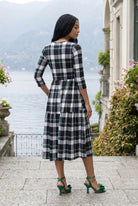 Nuggles Nova Dress in Nightfall, soft cotton modest midi in dark print for church and everyday