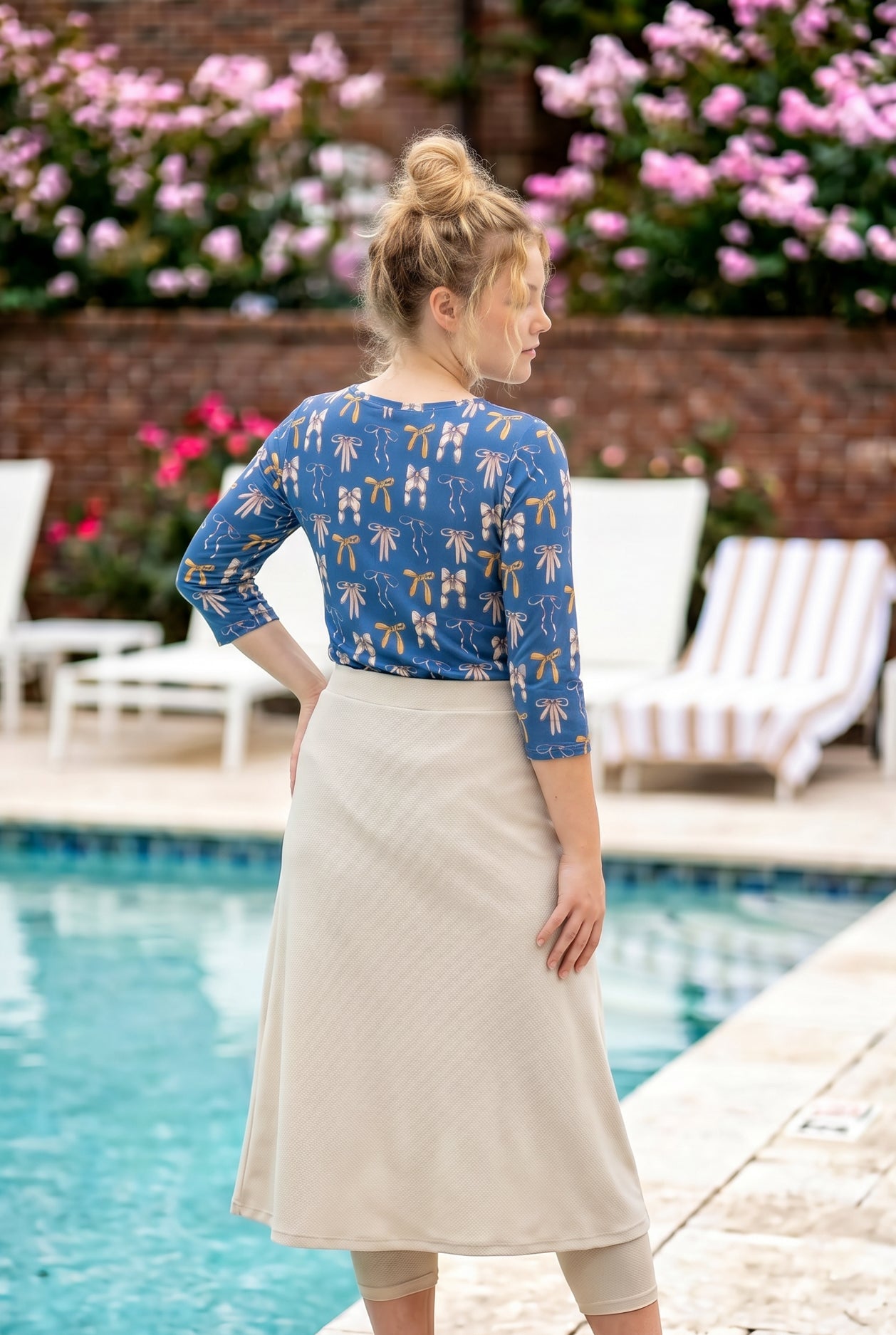 Modest 31" All-Sport Skirt in Nude with built-in capri leggings