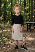 Girls' Modest All-Sport Skirt in Nude with built-in capri leggings