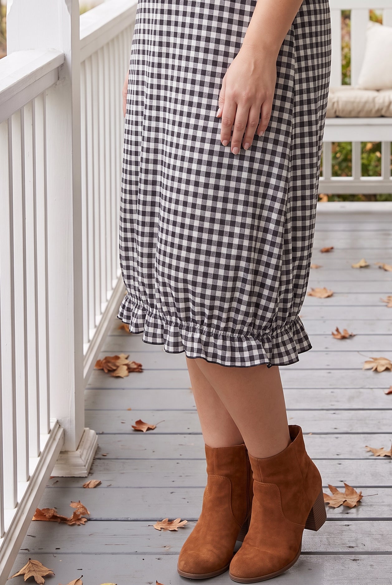 Model wearing Nuggles®  Bristol Dress in Peppergrid
