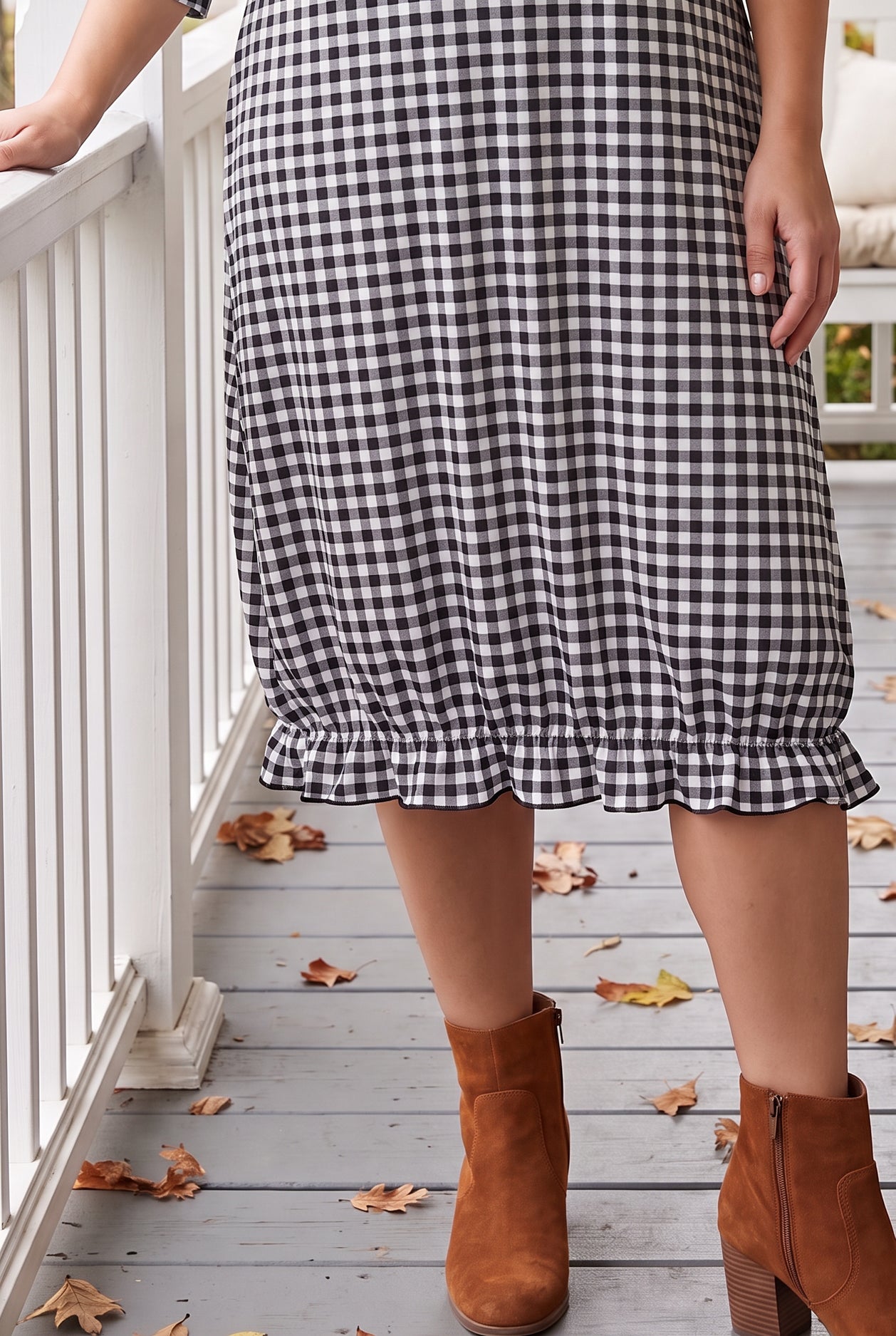 Model wearing Nuggles®  Bristol Dress in Peppergrid