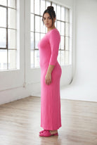 Model wearing Nuggles® MaxiLayering Dress in Pink