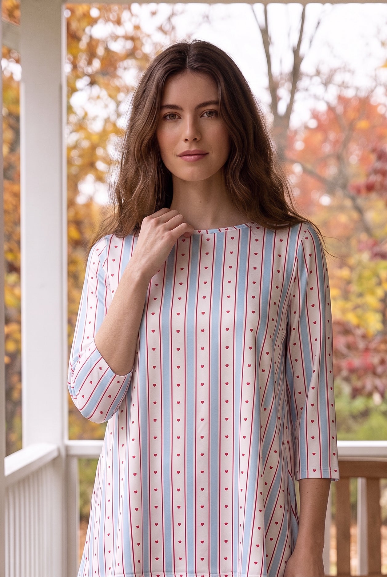 Model wearing Nuggles® Lexi Top in Postmark