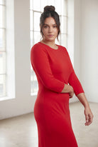Model wearing Nuggles® Midi Layering Dress in Red