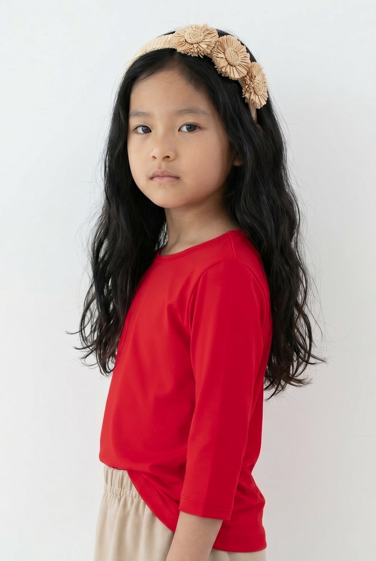 Girls' Essential 3/4 Tee in Red - Final Sale nuggles-clothing