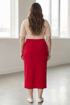 Model wearing Nuggles® 34" Classic Skirt in Red