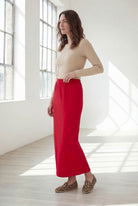 Model wearing Nuggles® 36" Classic Skirt in Red
