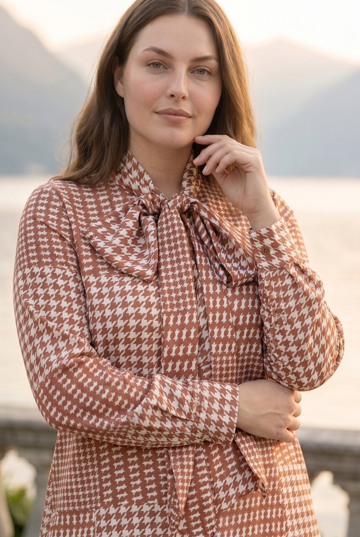 Nuggles® Felicity Bow Top in Red Tailored sophisticated red womens blouse