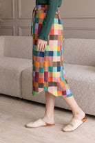 Model wearing Nuggles®  31" Drawstring Skirt in Retro Mosaic