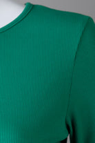 Model wearing Nuggles® 3/4 Essential Ribbed Tee in Kelly Green