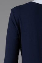 Model wearing Nuggles® 3/4 Essential Ribbed Tee in Navy